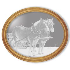 Etched Glass Draft Horses